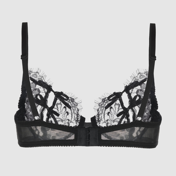 Frederick’s of Hollywood Jade Lace Open Cup Underwire Bra Black NWT - Picture 5 of 7